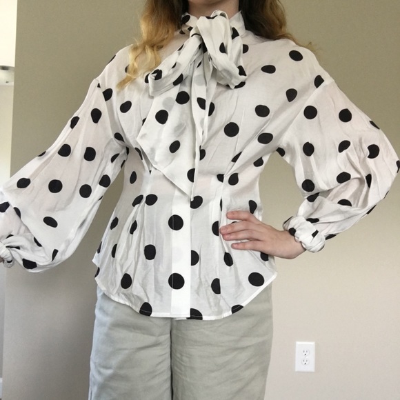 puffy polka dot shirt